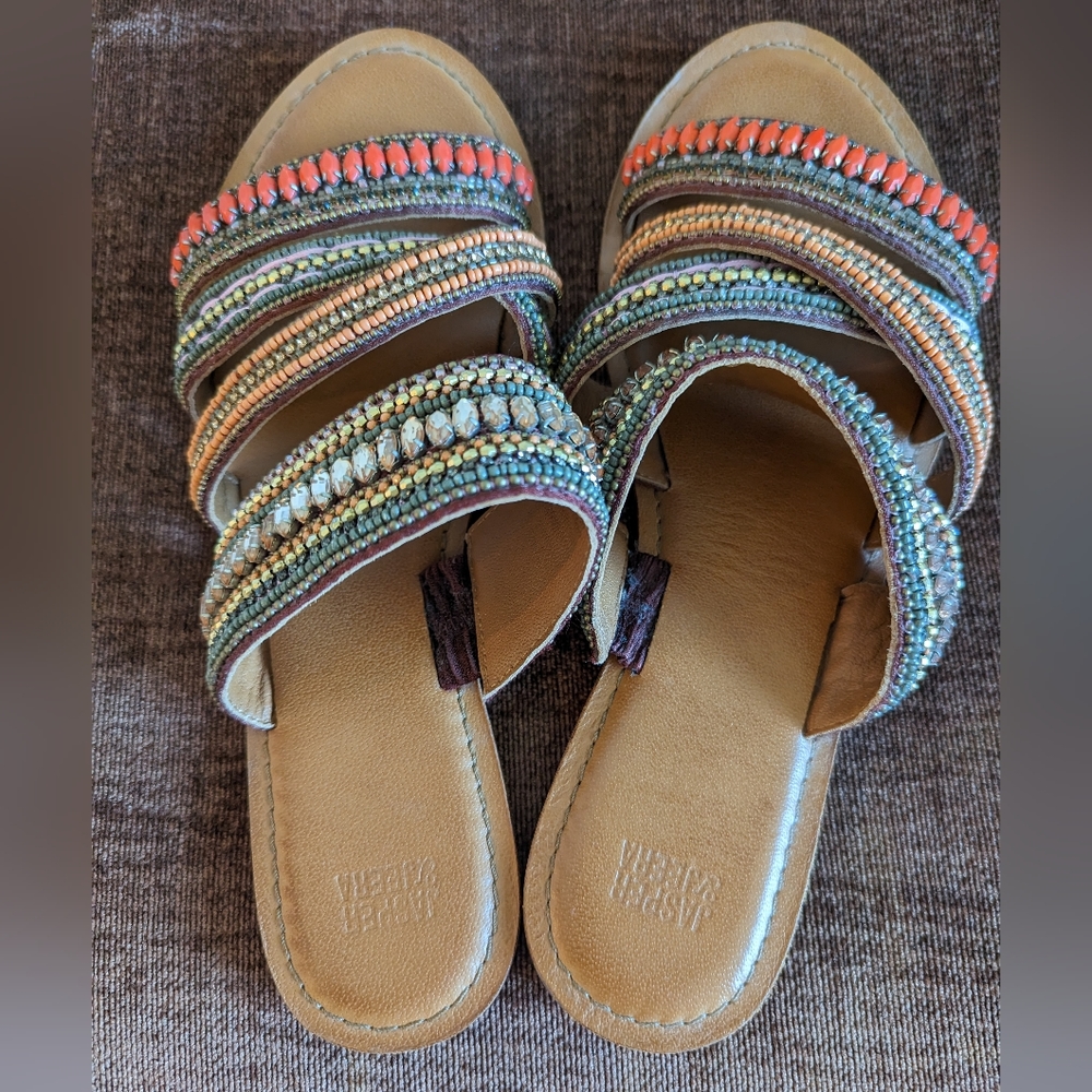 Anthropologie Jasper and Jeera embellished slide sandals
